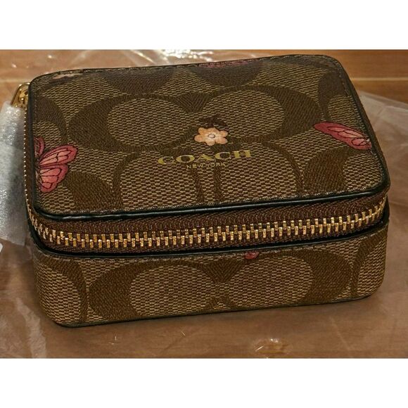 Coach Signature Canvas Butterfly Triple Pill Box NWT - Picture 5 of 6